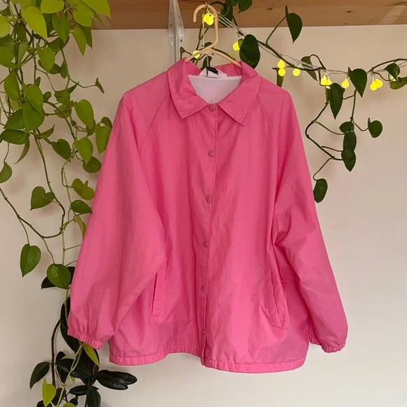 Pink Lightweight Button-Up Bomber Jacket - Picture 1 of 4